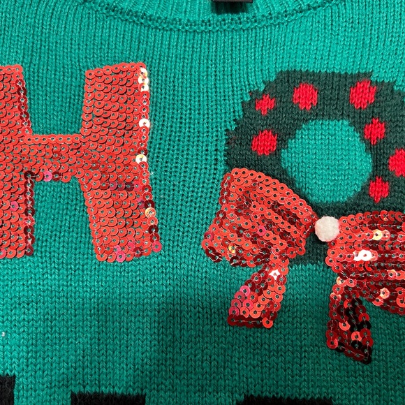 Forever 21 Green Embellished Sequins Ugly Christmas Sweater Juniors Small - Picture 3 of 5